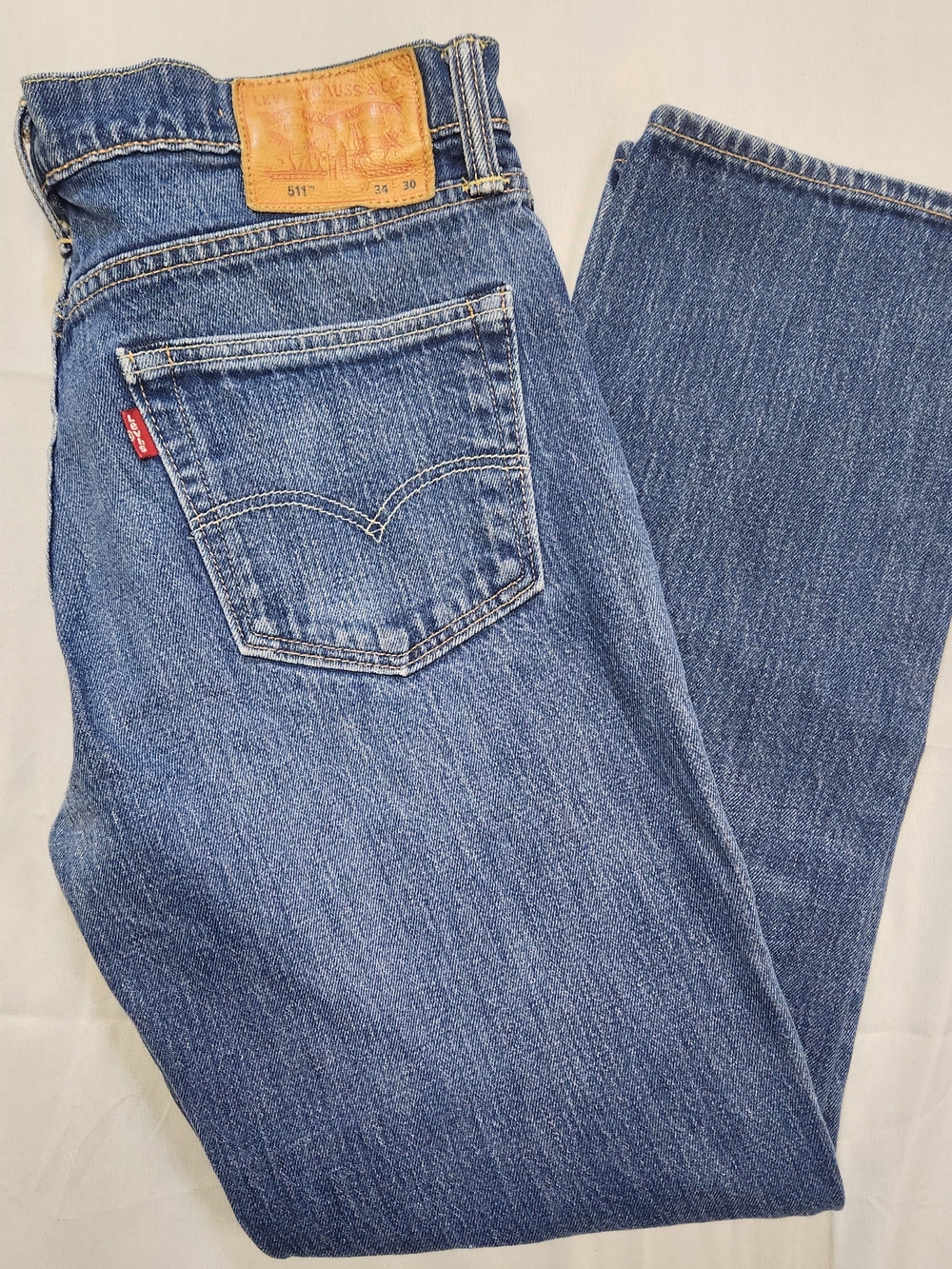 Y2K 2001 Levis 511 Jeans Mens 34x30 White Oak Cone Classic Wash Stretch Slim Fit